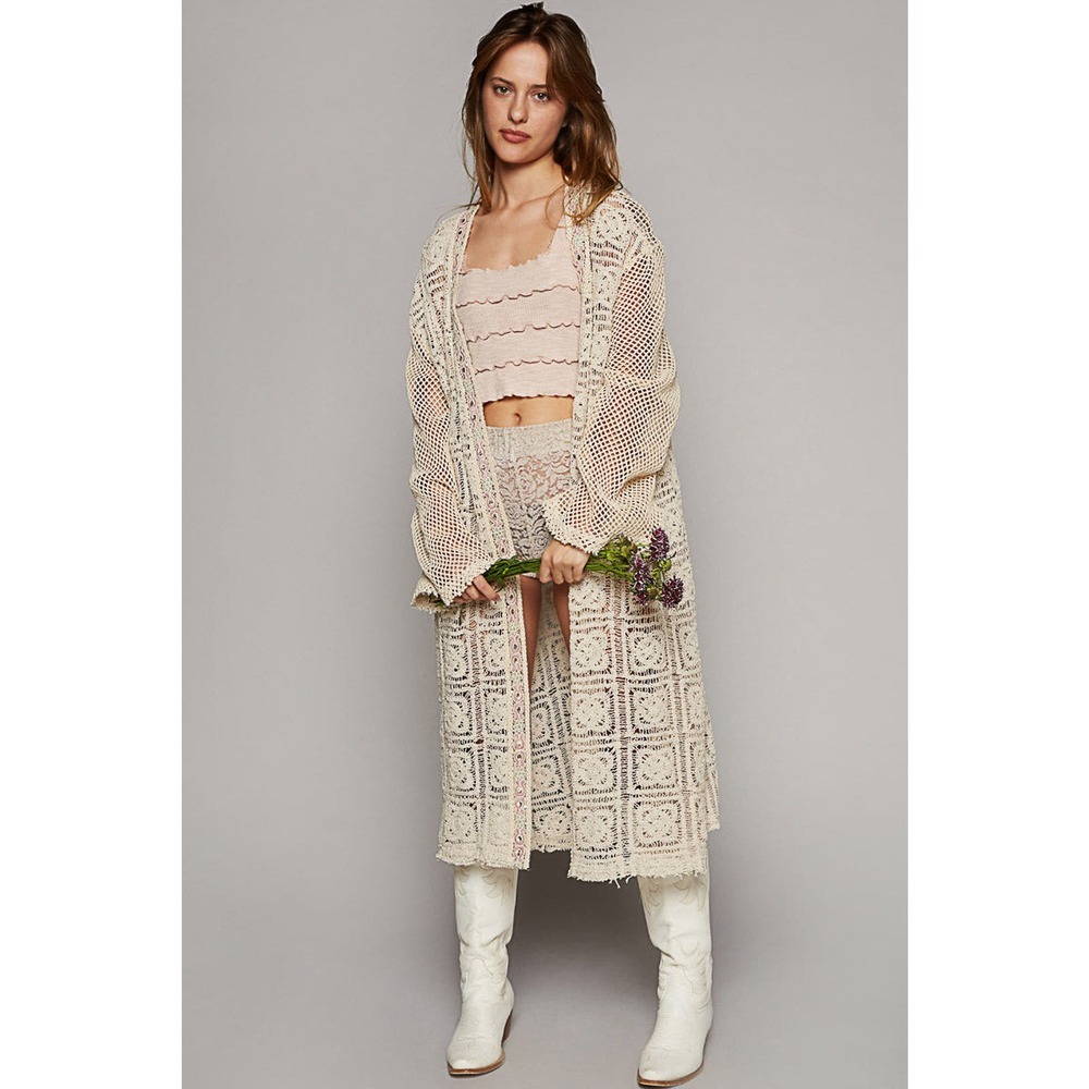 Long Crochet Cardigan Sweater